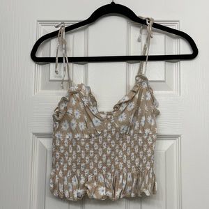 Forever 21 Cream Tank Top with Flowers